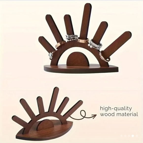 Evil Eye Boho/Bohemian Wood/Wooden Jewelry Display Stand/Ring Holder Organizer - Picture 6 of 14